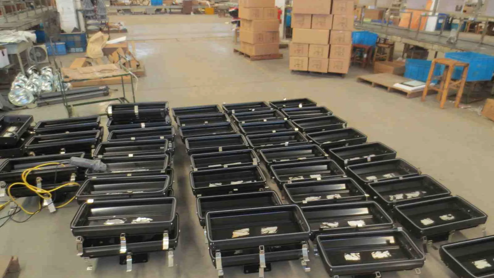 Batch of industrial LED flood lights during production in China