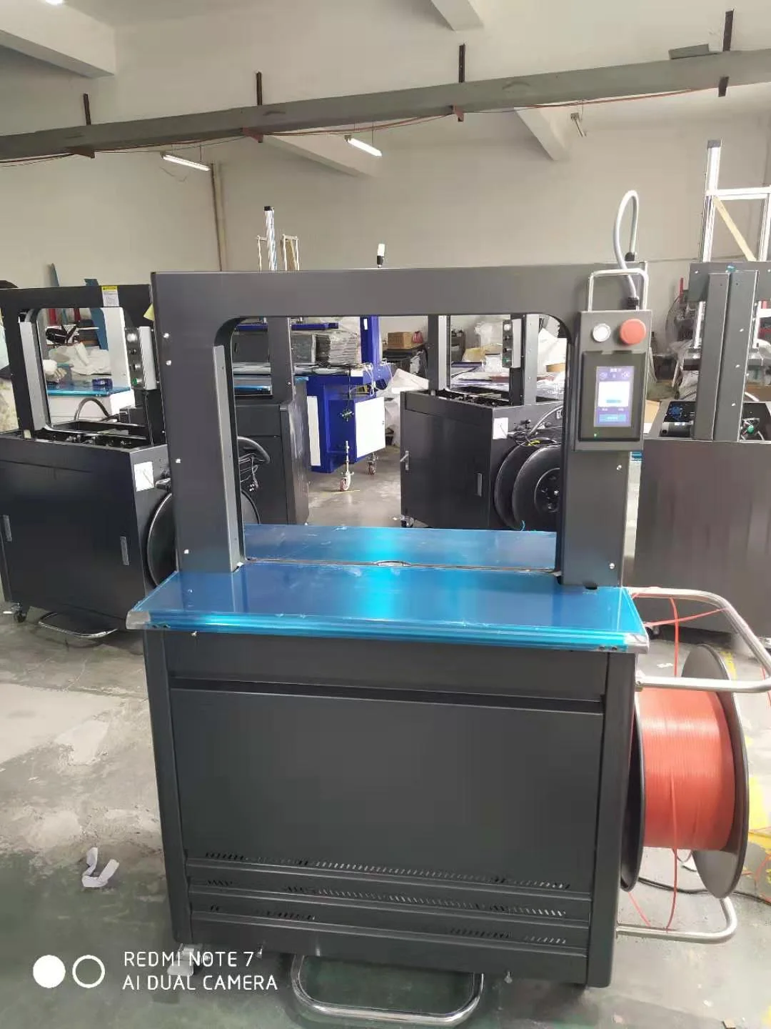 MS-505 automatic PP strapping machine photographed during an on-site factory inspection